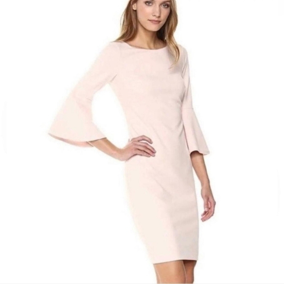 Calvin Klein Blush Bell 3/4 Sleeve Shift Pencil Dress size 10 M - Picture 2 of 12